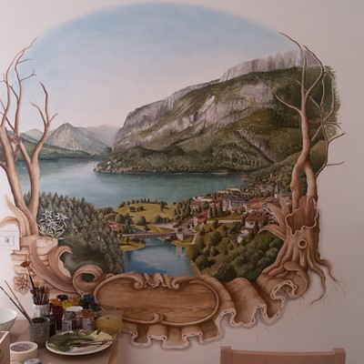 dipinto su parete residence alpen park Molveno (TN)